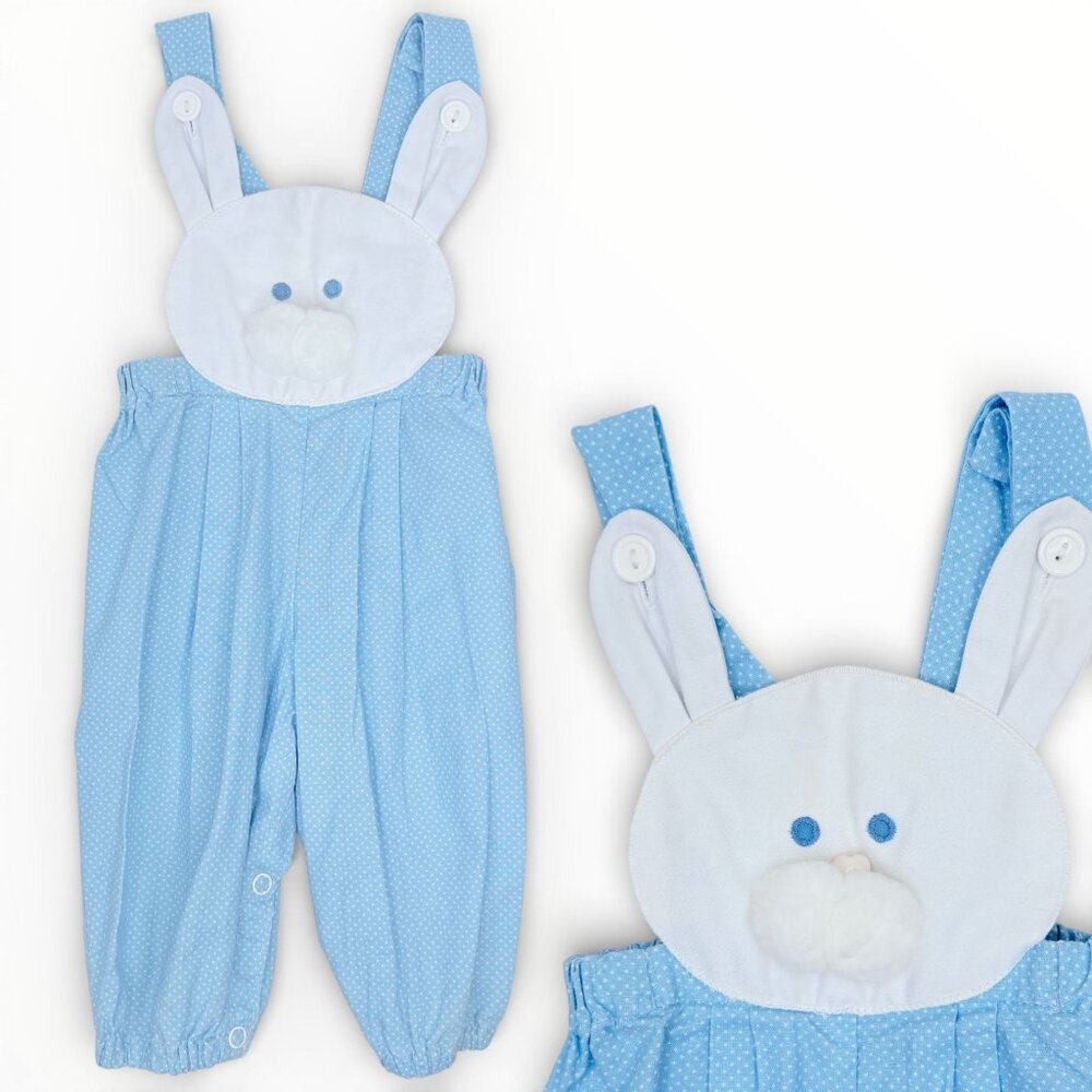 Vintage Betti Terrell Blue Spring Easter Bunny Bubble Bunny Jumper Outfit 6m